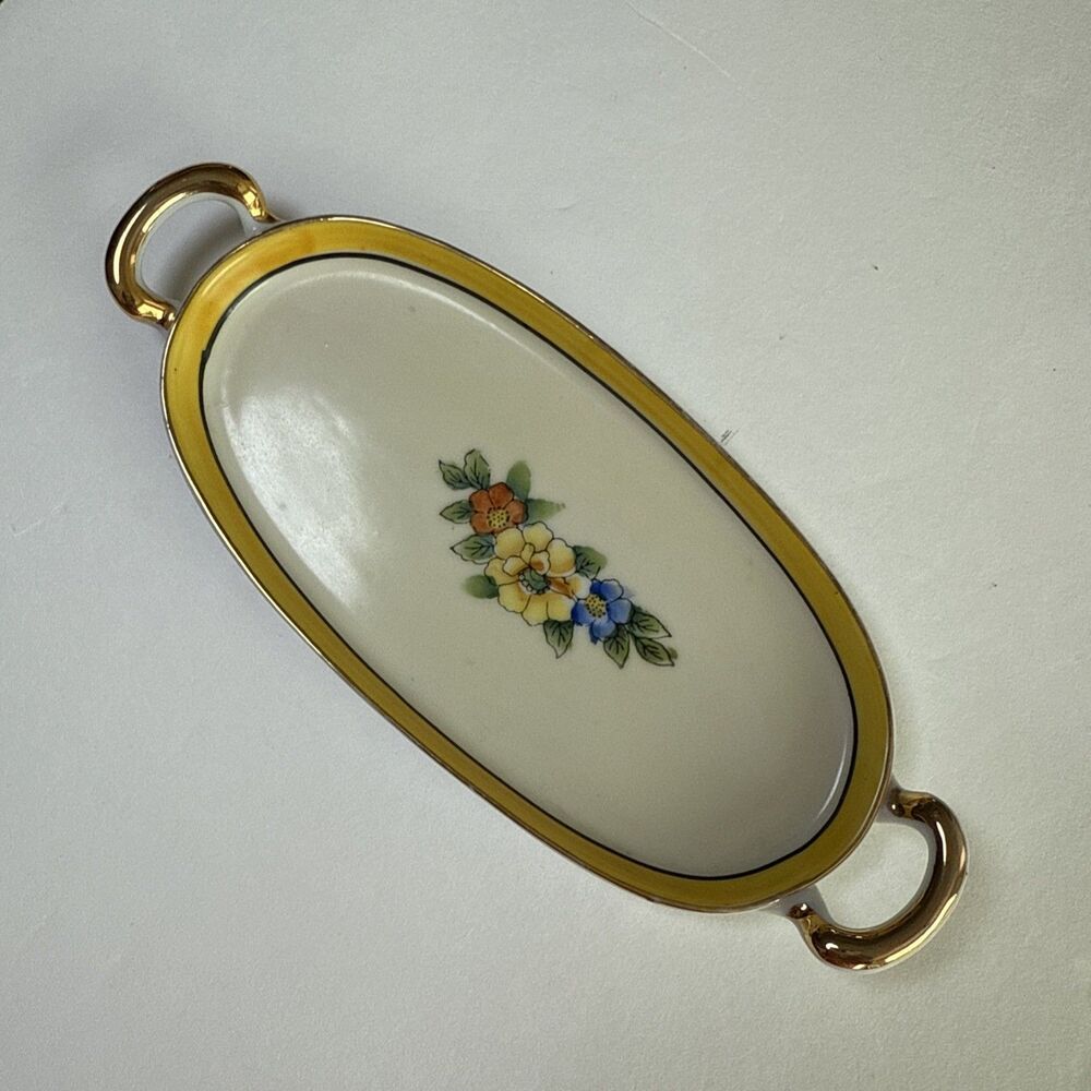 VTG Noritake Hand-Painted Lemon Wedge Dish Server or Butter Dish with Handles‎